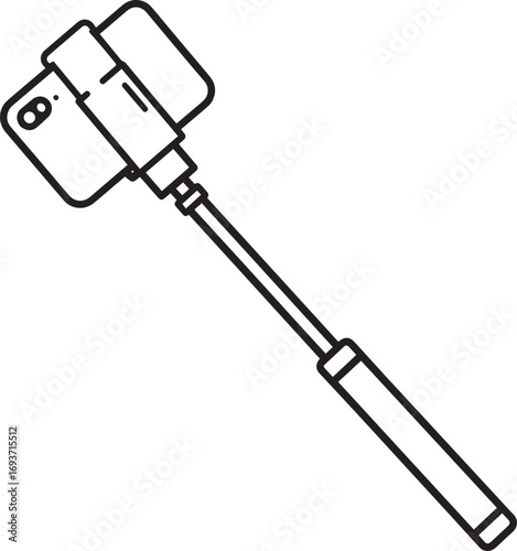 Elegant Selfie Stick Icon Silhouette Black Vector Symbol for Smartphone Photography