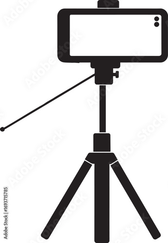 Elegant Selfie Stick Icon Silhouette Black Vector Symbol for Smartphone Photography