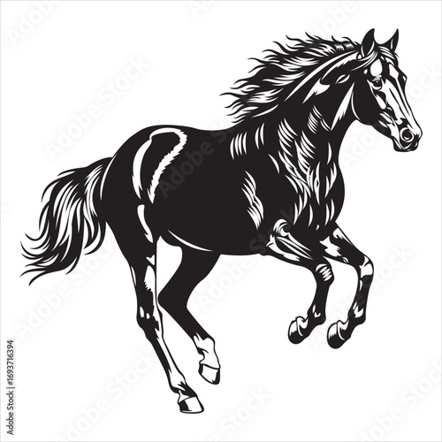 Running Wild Horse Silhouette Vector Illustration.eps