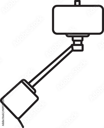 Elegant Selfie Stick Icon Silhouette Black Vector Symbol for Smartphone Photography