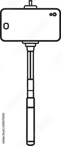 Elegant Selfie Stick Icon Silhouette Black Vector Symbol for Smartphone Photography