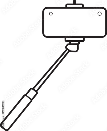 Elegant Selfie Stick Icon Silhouette Black Vector Symbol for Smartphone Photography