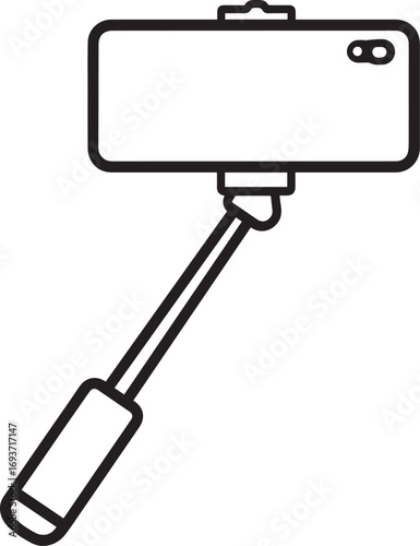 Elegant Selfie Stick Icon Silhouette Black Vector Symbol for Smartphone Photography