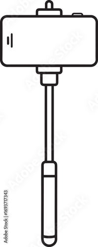 Elegant Selfie Stick Icon Silhouette Black Vector Symbol for Smartphone Photography