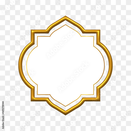 Luxury golden Islamic frame png transparent. Golden invitation frame text box design