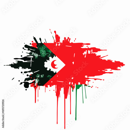 Sahrawi Arab Democratic Republic flag splattered with paint on white background Western Sahara flag of SADR