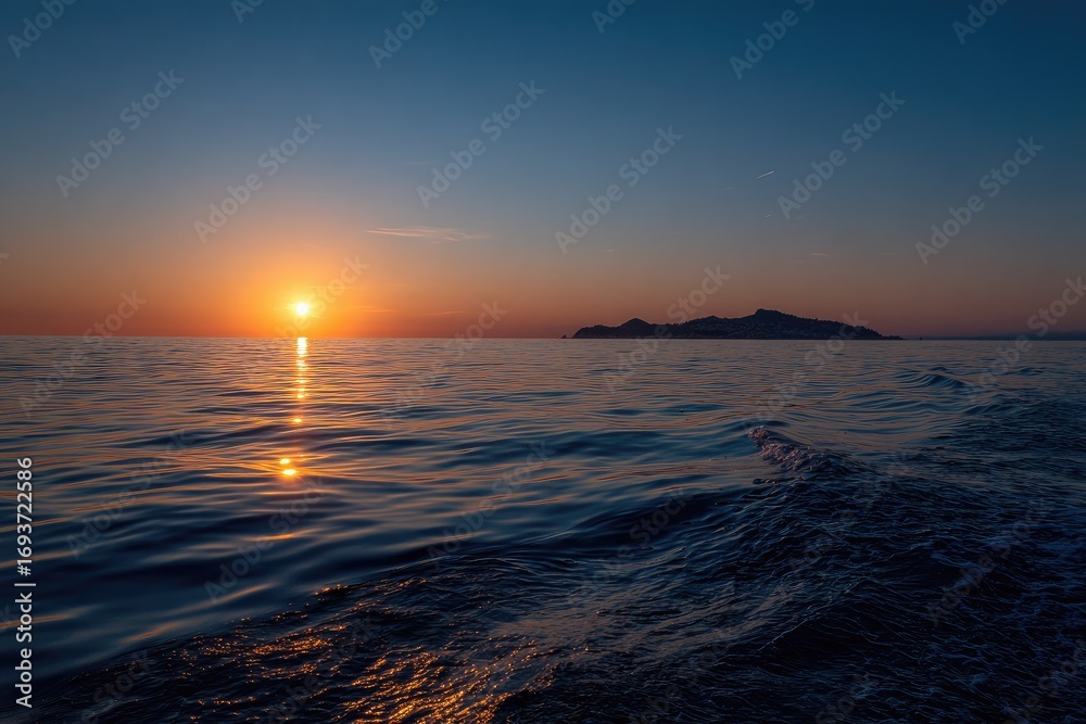 Obraz premium Sunset over a tranquil ocean