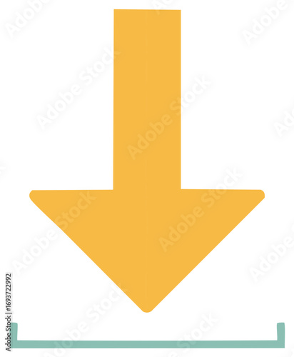 Downward arrow icon, symbol for download or uploading, modern geometric illustration