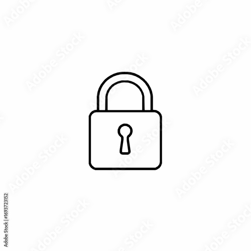 Simple Outline Icon of a Padlock with a Keyhole on a White Background Keywords: padlock, lock, security, icon, symbol, safety, protection, keyhole, metal, closed, secure, access