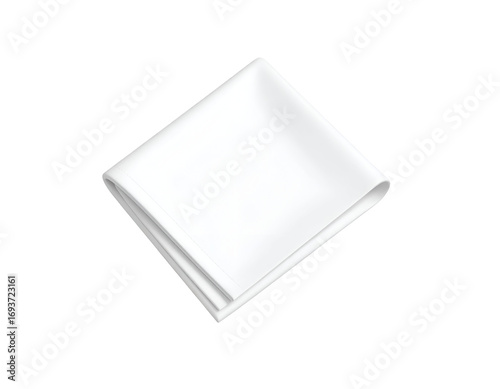 White Folded Cloth Napkin Isolated on Black Background