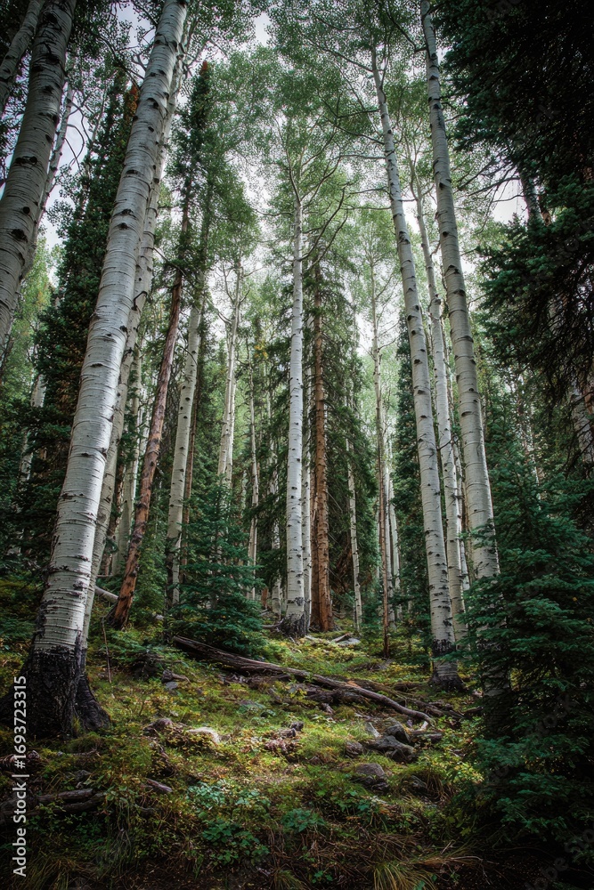 Fototapeta premium Forest canopy, looking up