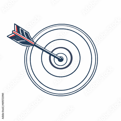 Outline Drawing Of A Target With An Arrow Hit In The Center On White Background bullseye dartboard