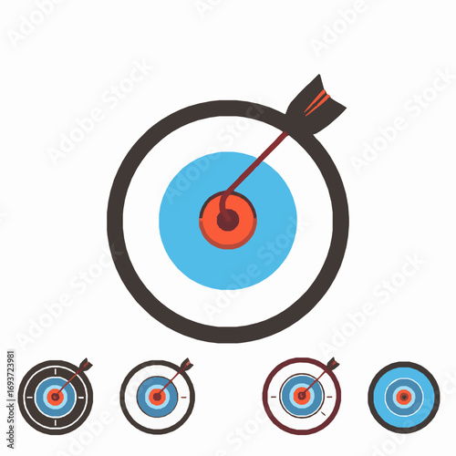 Flat Design Target With Arrow And Multiple Smaller Targets On White Background bullseye dartboard