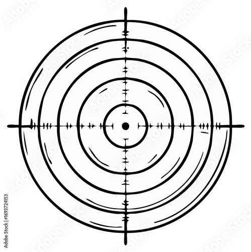 Concentric Circles Target With Crosshairs Aiming Reticle