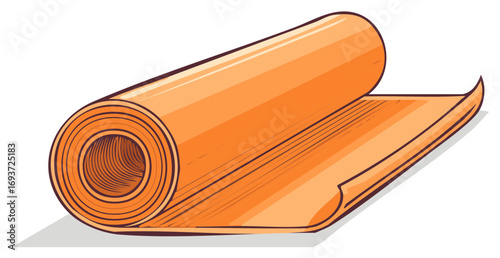 Unrolled Orange Sport Mat Design Element Rolling Out for Exercise and Fitness Regimen