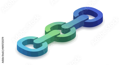 Isometric Chain Link Illustration with Gradient Colors.