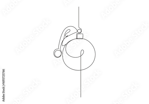 Continuous one line drawing Christmas ball,1