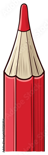 Close-up of a sharply sharpened red colored pencil with a clean tip