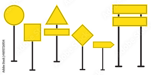 Road street board sign vector isolated. Highway signboard traffic signpost yellow symbol icon