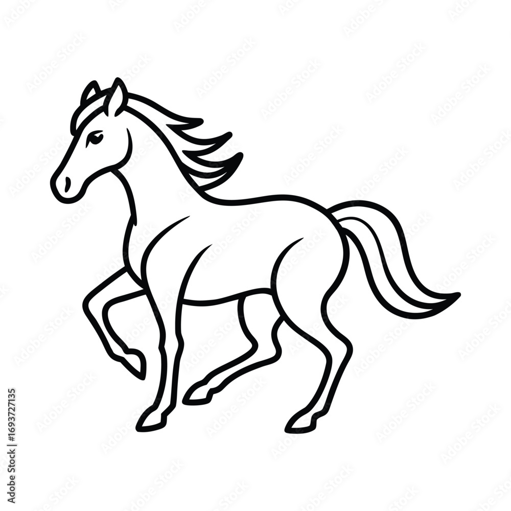Fototapeta premium Galloping horse minimalist line art outline