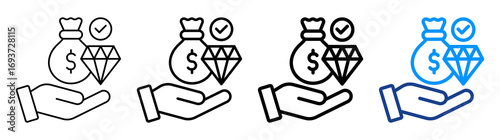 Net Worth Icon Different Style Outline Collection Set