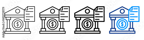 Bank Statement Icon Different Style Outline Collection Set