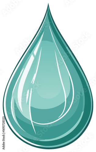 Vibrant Teal Water Drop with Reflective Highlights