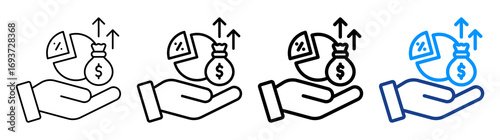 Profit Margin Icon Different Style Outline Collection Set