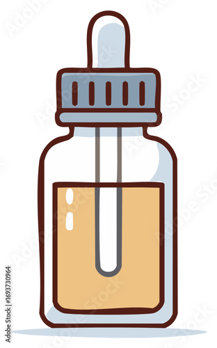 Serum Bottle with Pipette Illustration. Skincare Cosmetic Container. Wellness and Beauty Products Vector Graphic