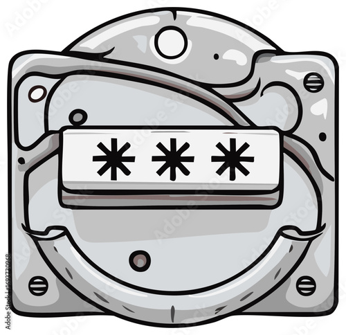 Security keypad with asterisks for hidden password entry