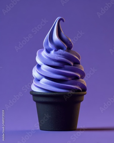 Vibrant Purple Ice Cream Cone on a Purple Background