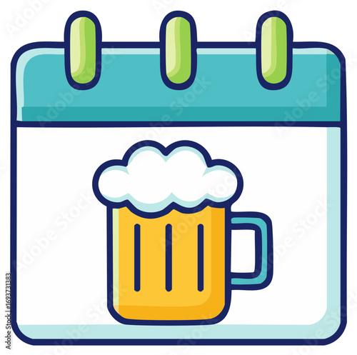 Beer mug on a calendar, concept of a special day in vector format