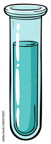 Cartoon Test Tube Filled With Blue Liquid