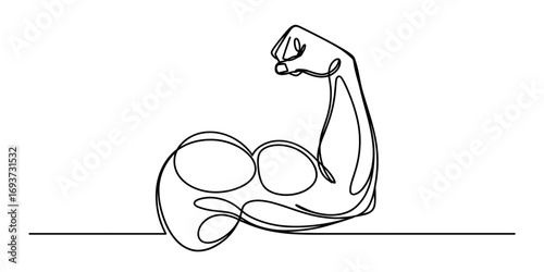 Strong Arm Muscle Line Art Illustration