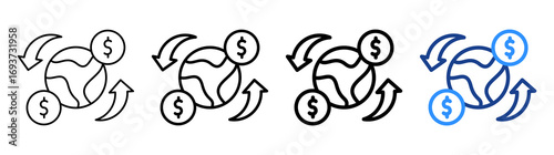 World Financial Icon Different Style Outline Collection Set