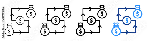 Capital Flow Icon Different Style Outline Collection Set