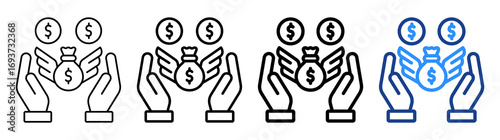 Financial Freedom Icon Different Style Outline Collection Set