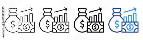 Inflation Rate Icon Different Style Outline Collection Set