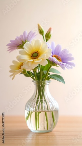 Wallpaper Mural Elegant Floral Arrangement in Glass Vase with Soft Pastel Colors and Natural Light Displaying Beauty and Serenity Perfect for Home Decor Torontodigital.ca