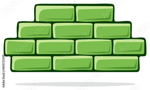 Vibrant green rectangular building blocks stacked in a sturdy pyramid design