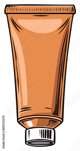 Orange Cosmetic Tube with White Cap Artistic Illustration