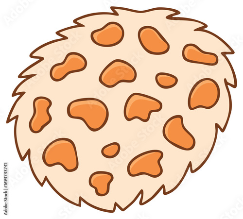Whimsical furry creature with orange spots cute cartoon illustration