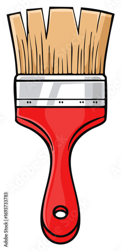 Vibrant Red Paintbrush Artwork Illustration for Painting and Creative Projects