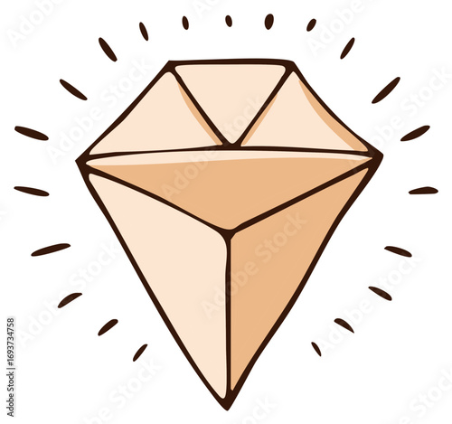 Diamond Hand Drawn Illustration Jewelry Gemstone Simple Graphic Treasure Ornament Decoration Mineral Luxury Symbol Isolated