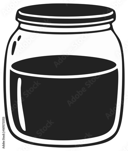 Glass jar with lid containing jam or jelly vector illustration icon
