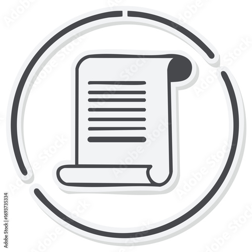 Scroll With Text Rounded Icon Symbol Sign Graphic Element Illustration