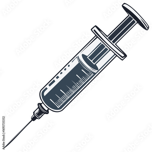 Medical syringe with needle vector illustration for healthcare and vaccination