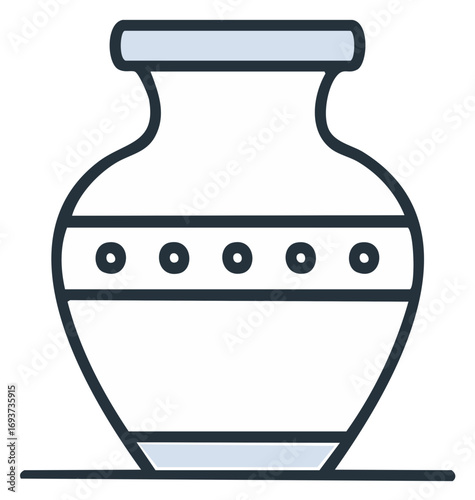 Stylized ancient pottery vase icon with decorative band and geometric patterns
