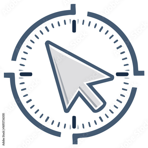 Productivity and time management icon with mouse cursor pointer and clock timer