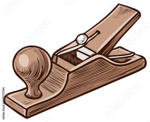 Vintage Woodworking Hand Plane Tool Illustration